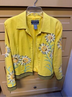 Nouveaux Yellow Floral Embroidered Women's Blazer